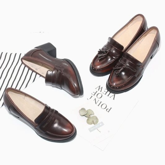 Women's Round Head Leather Shoes