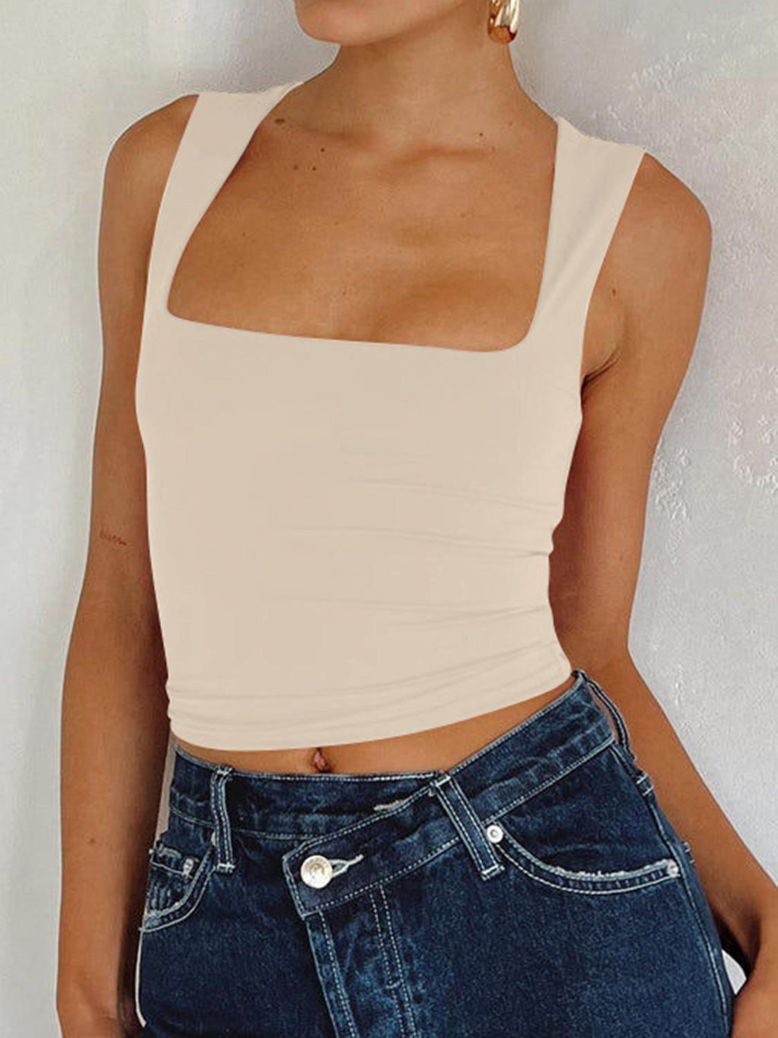 Square Neck Wide Strap Tank