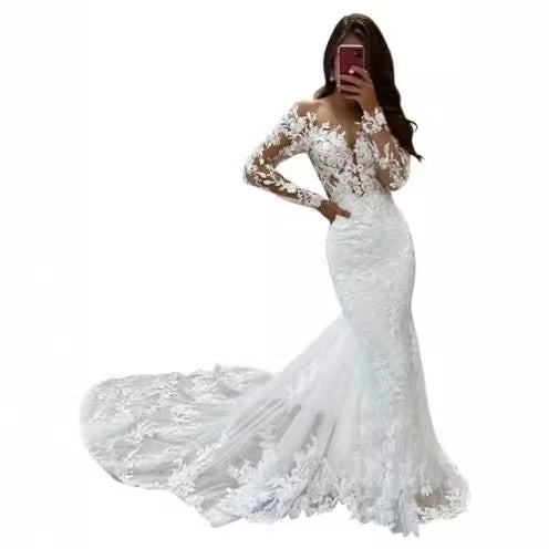 Deep V Fishtail Wedding Dress Sexy Temperament Fashionable Stylish Flattering