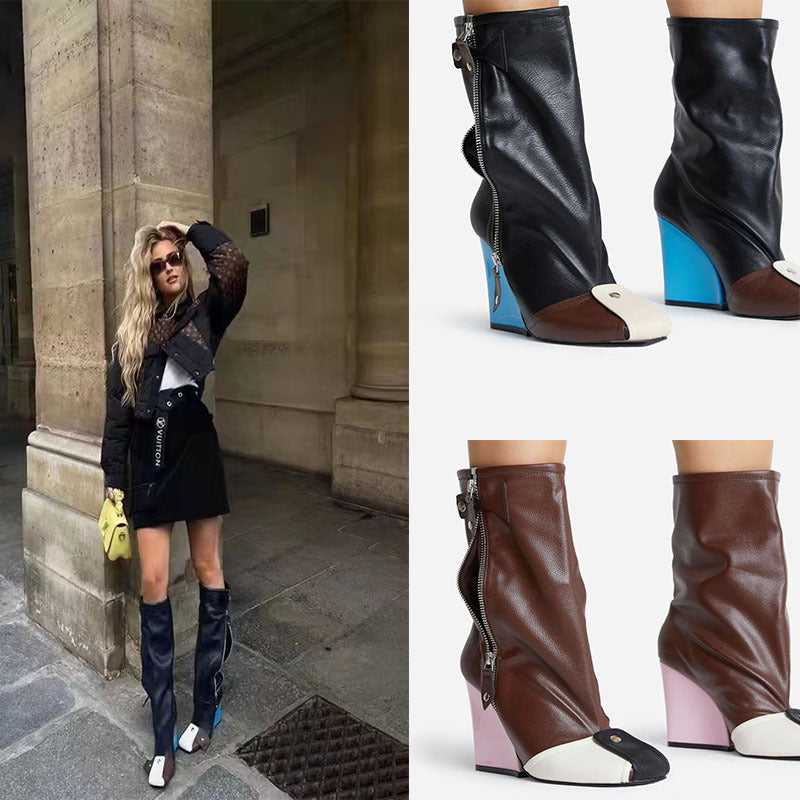 Bottes courtes à talons hauts, chaussures pour femmes en automne et en hiver