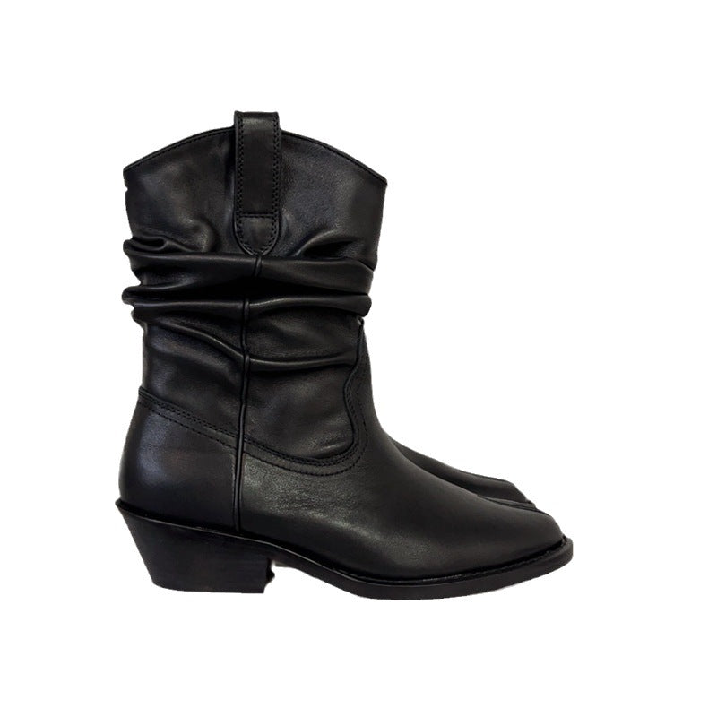 Leather Split Toe Ankle Boots