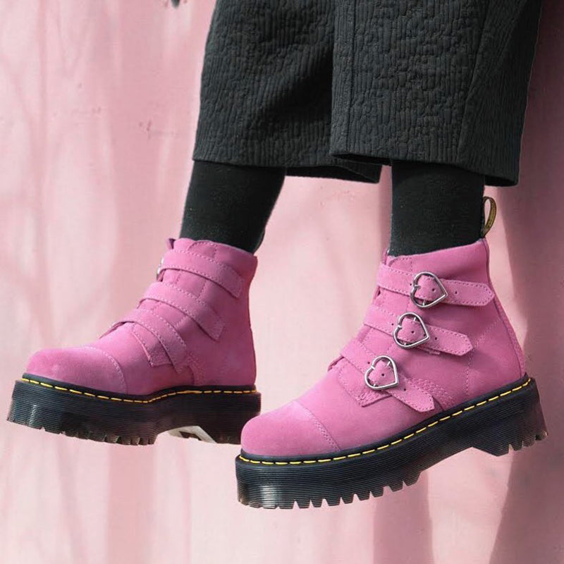 Love Buckle Martin Boots Deerskin Buckle Harajuku Short Boots