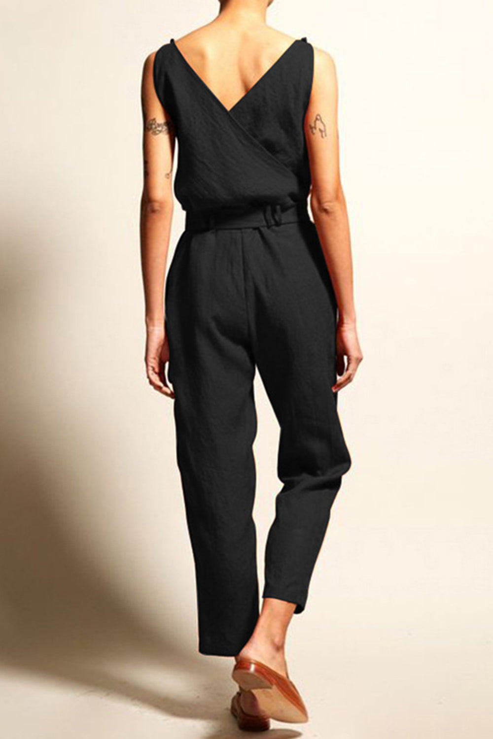 Full Size Surplice Sleeveless Jumpsuit