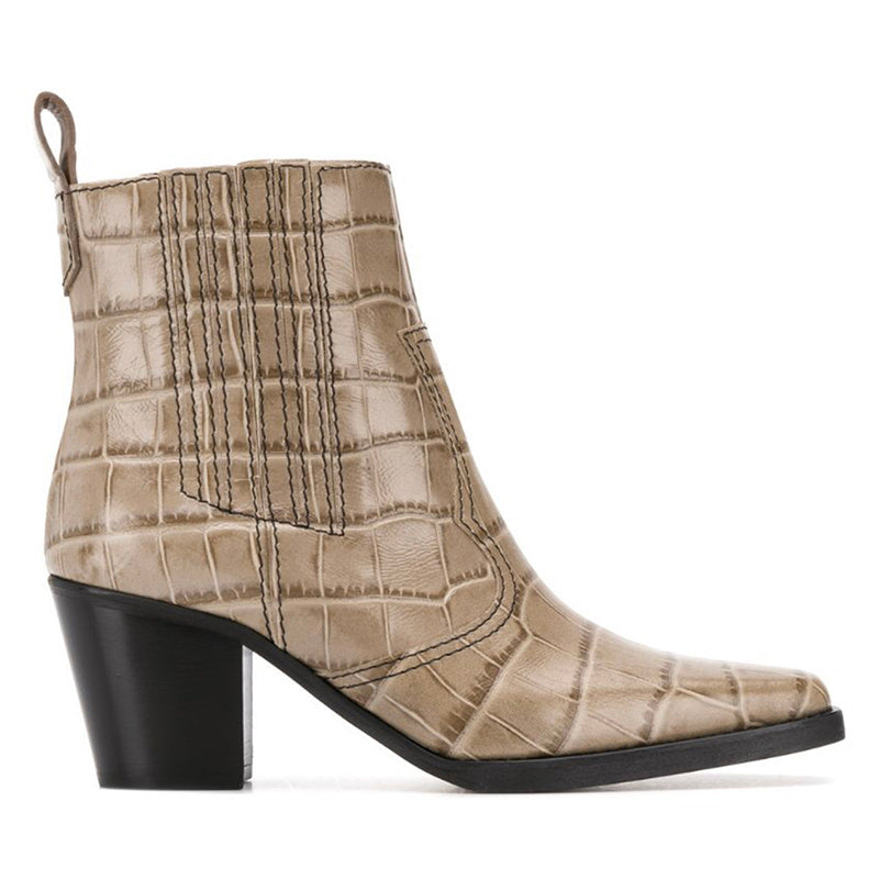 Retro British style all-match high-heeled ankle boots