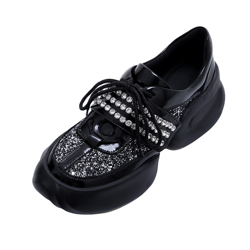 Cool Rhinestone Platform Daddy Shoes Middle Heel Fairy