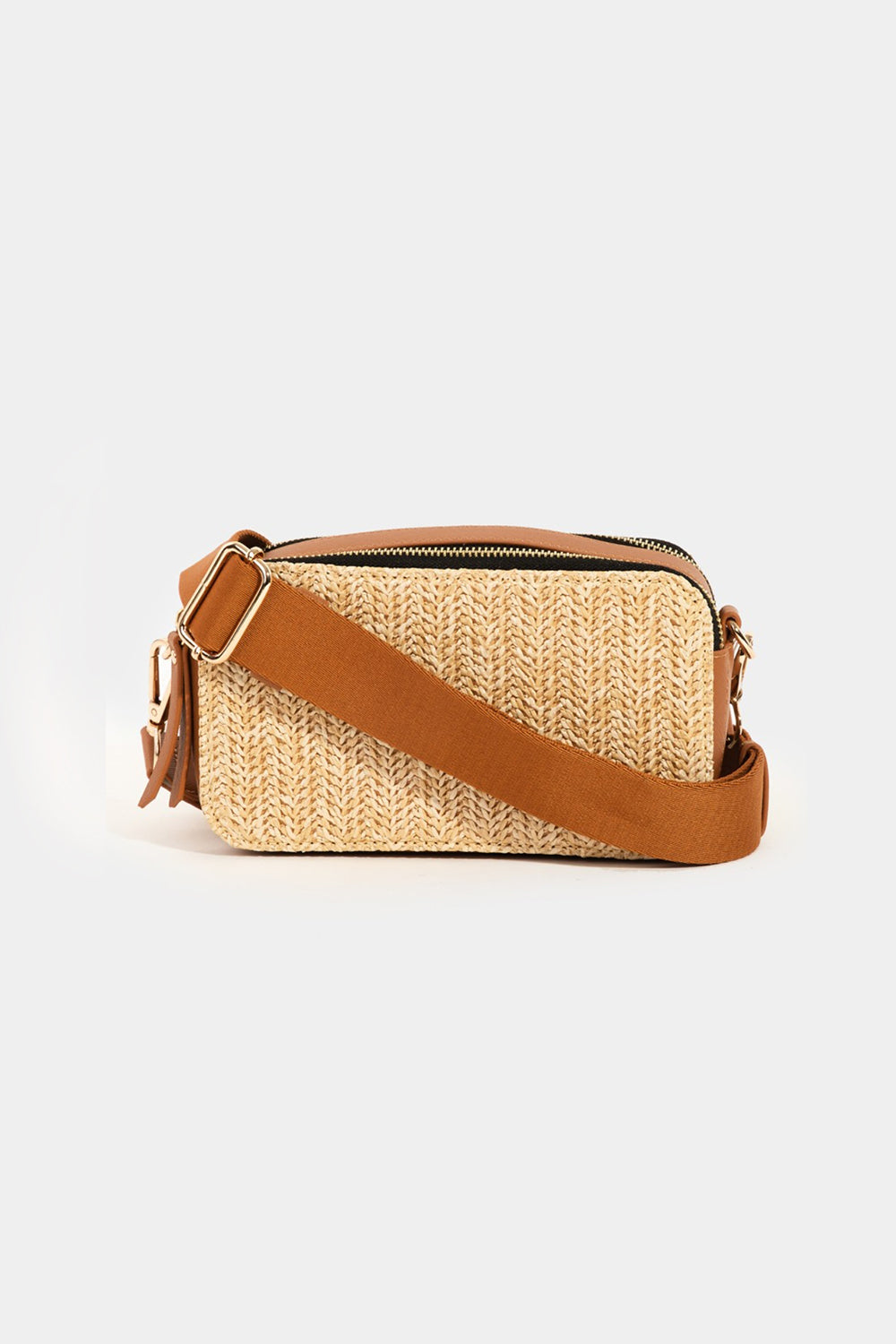 Fame Straw Contrast Crossbody Bag