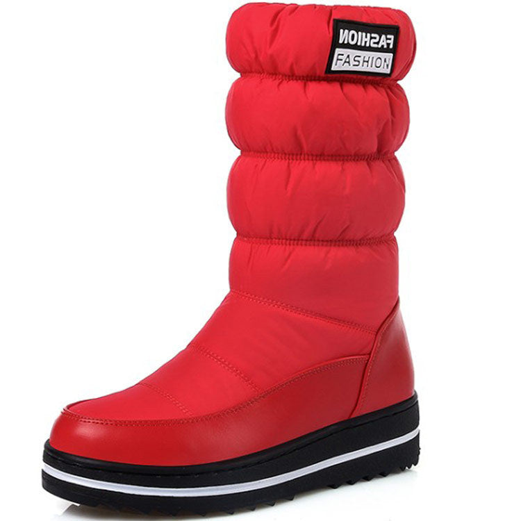 Mid-heel Letter Elastic Sleeve Snow Cotton Boots