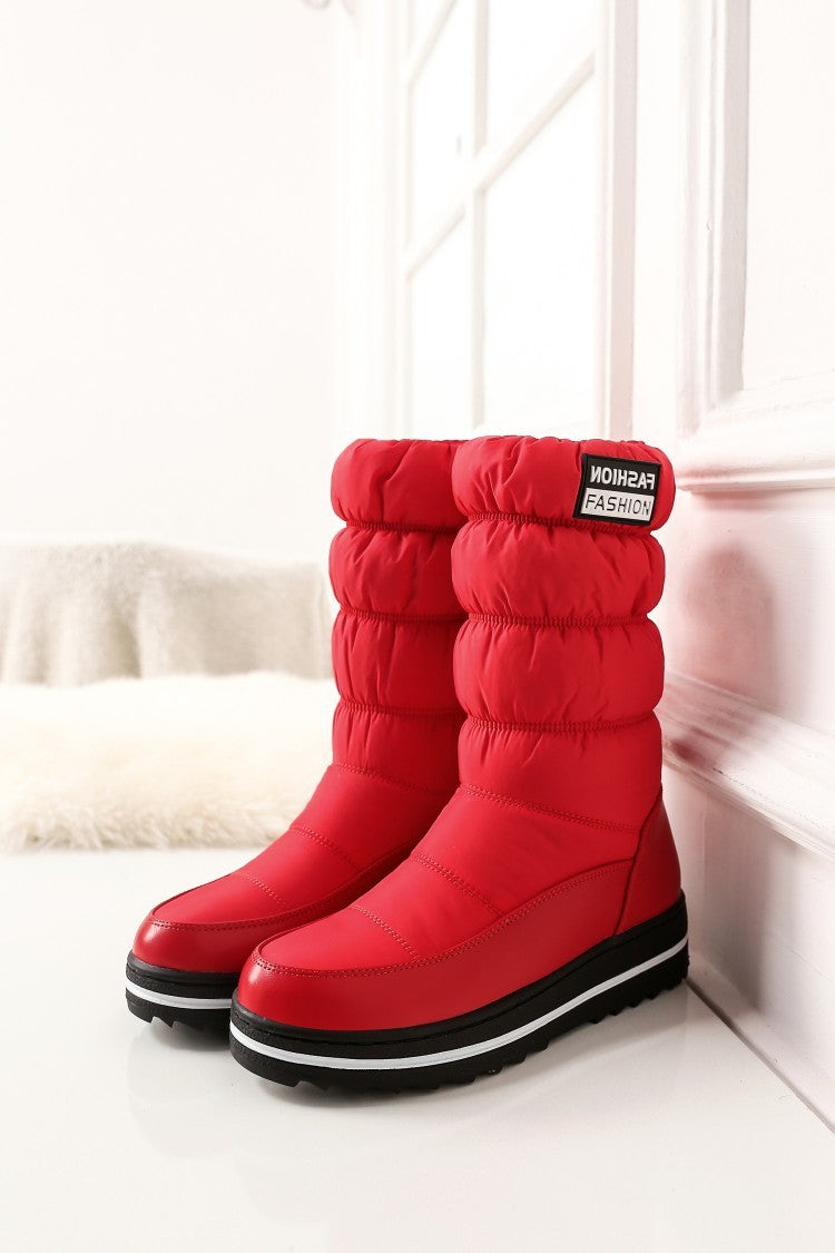 Mid-heel Letter Elastic Sleeve Snow Cotton Boots