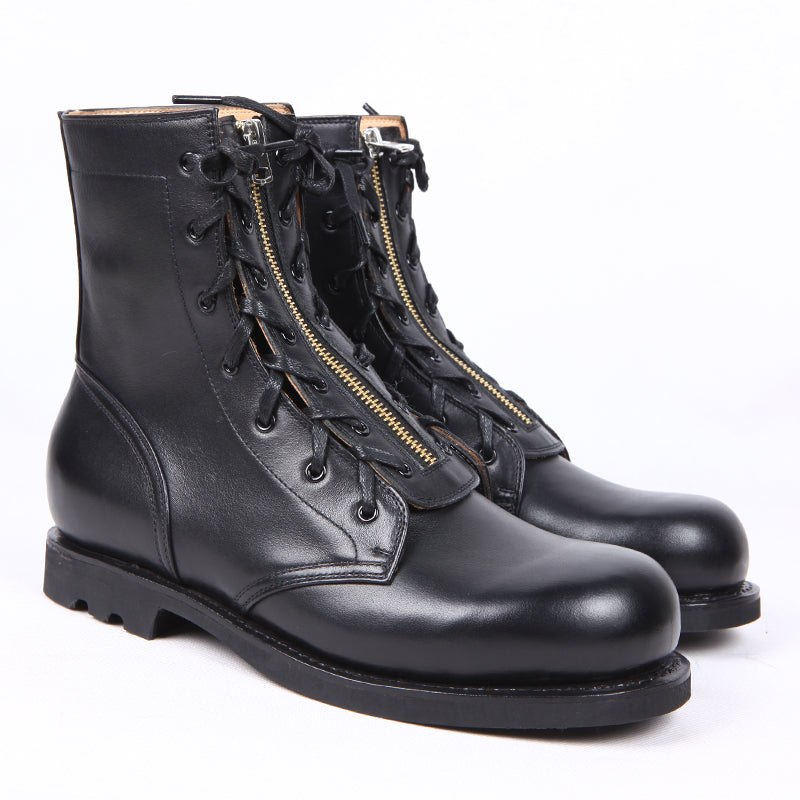 Leather High Top Round Toe Boots