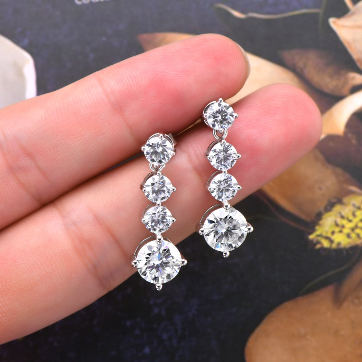 Boucles d'oreilles en argent sterling 925 moissanite 4 carats