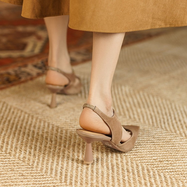 Sandales à talons hauts et bout pointu rétro français, bout fermé et bride arrière