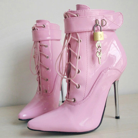 Locked Look- Ankle Strap Lace Up Boots