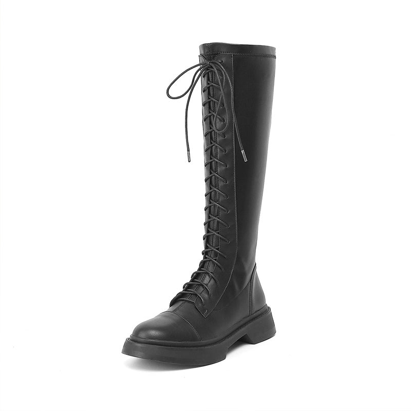 Bottes hautes à plateforme tendance et simples pour femmes