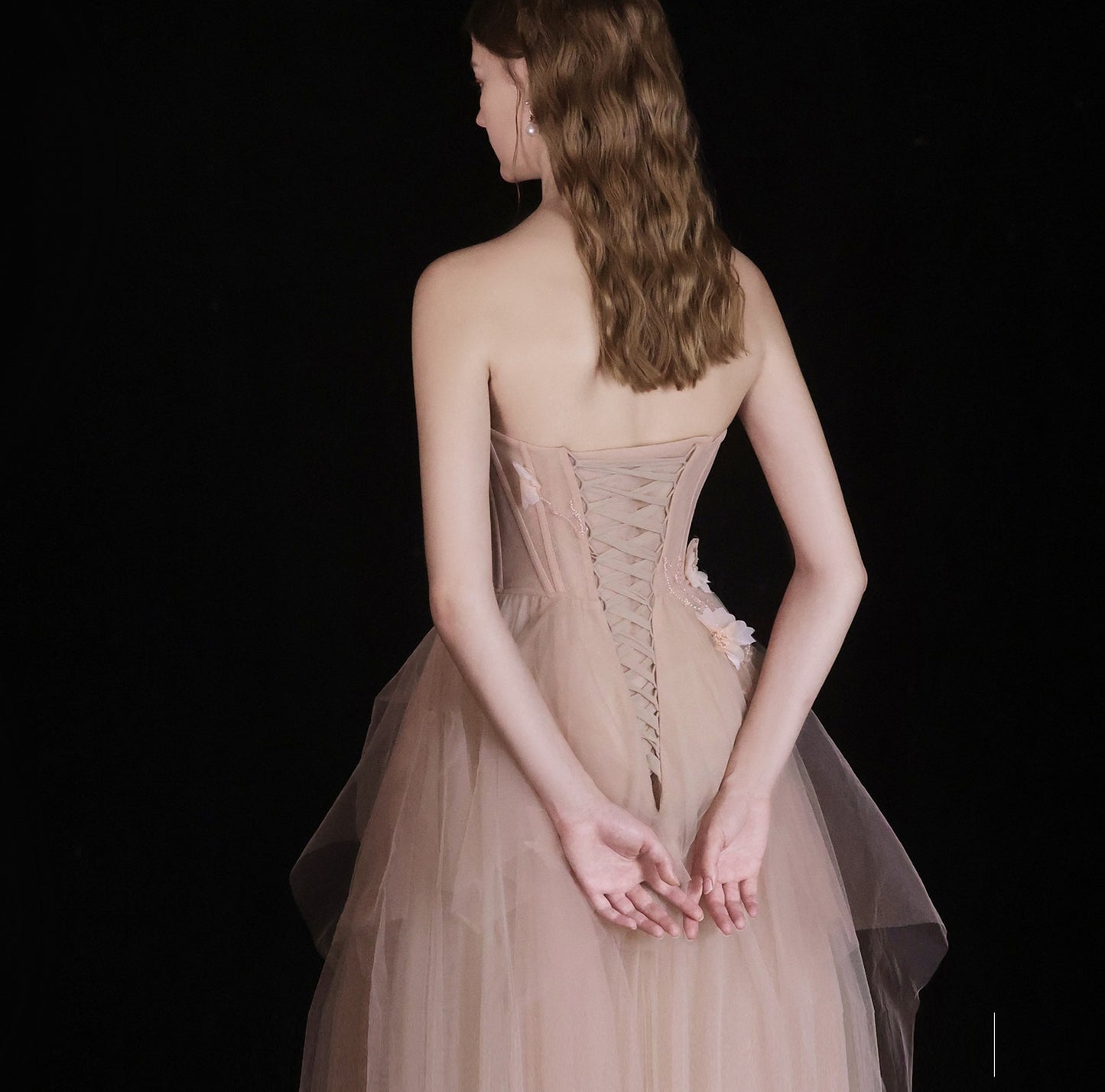 Vestido nupcial de flores con top de tubo para cena de boda para mujer