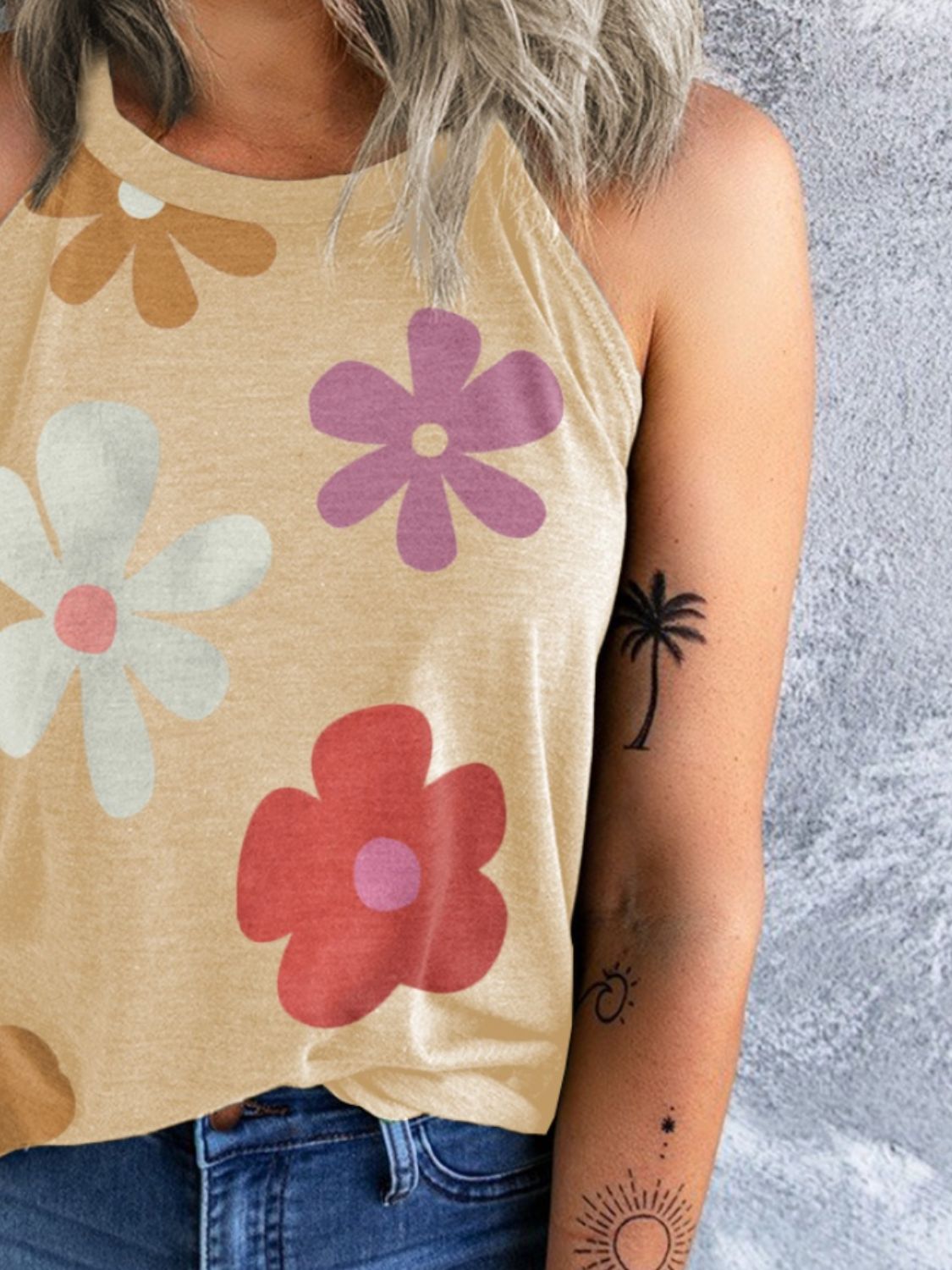 Camisola estampada con cuello griego