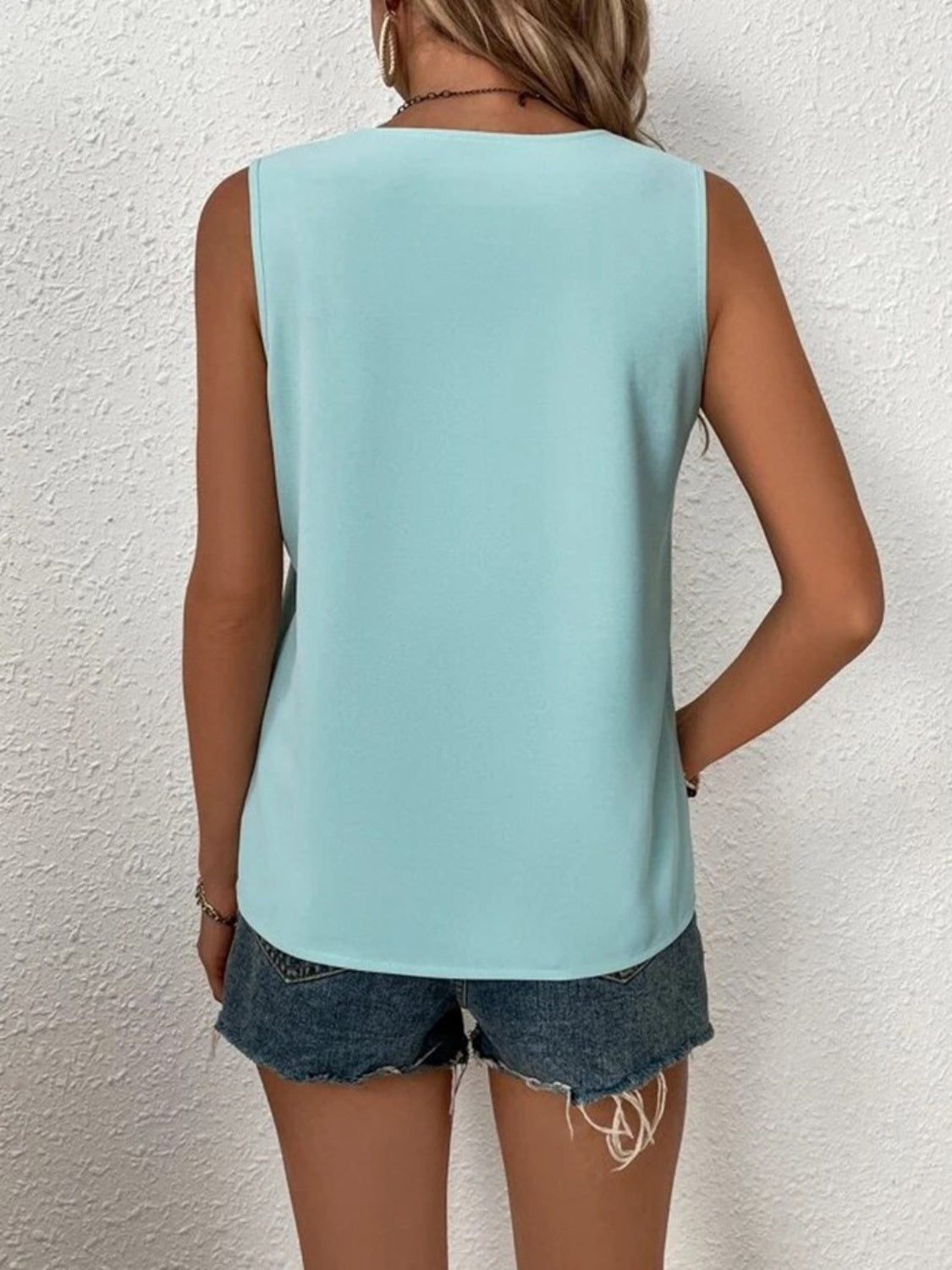 Full Size Lace Detail V-Neck Tank