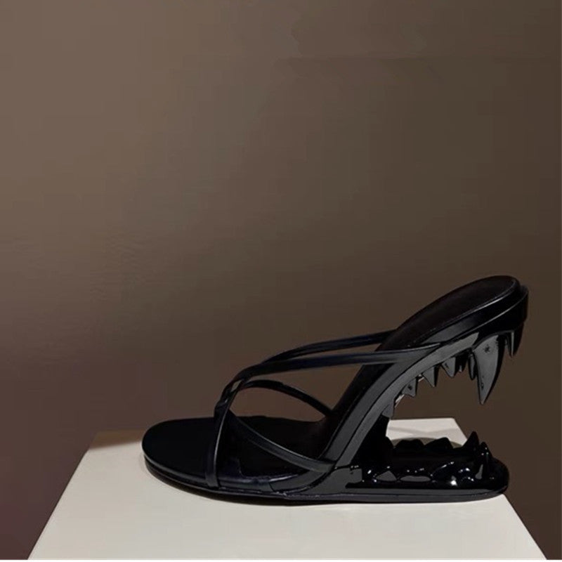 Metal High Heeled Fangs Sandals