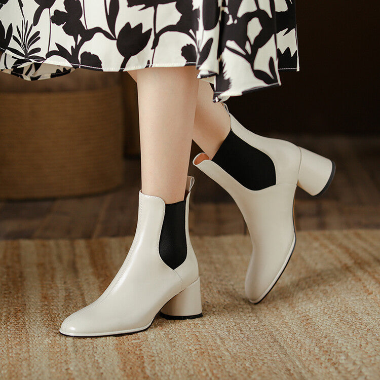 He And Her Sweet Joint British Style Chunky High-heeled Ankle Boots