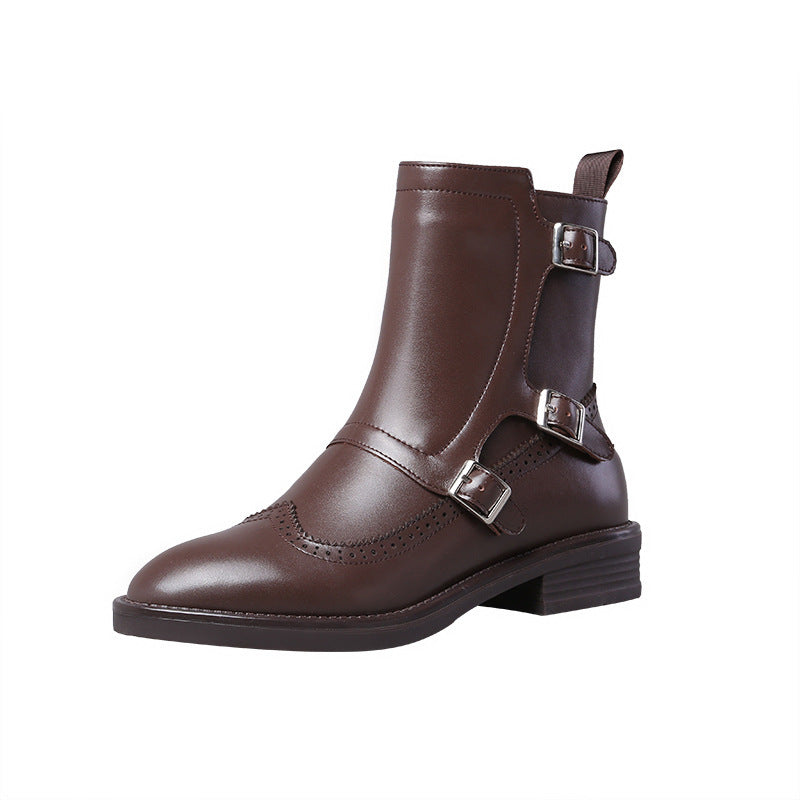 Botas Martin de tacón grueso con punta redonda para primavera y otoño para mujer