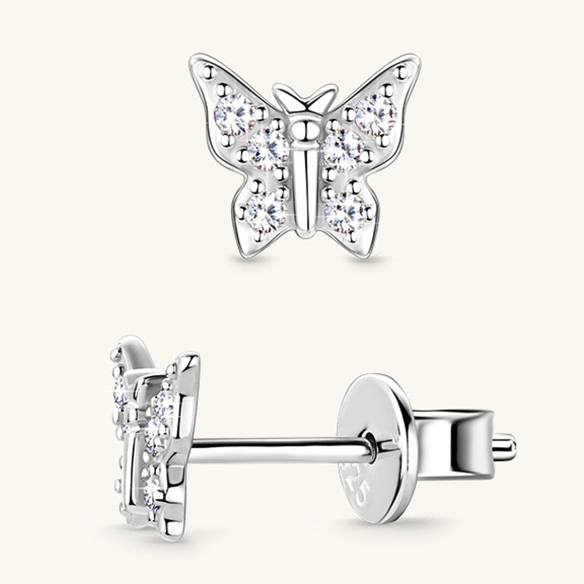 Boucles d'oreilles papillon en argent sterling 925 Moissanite