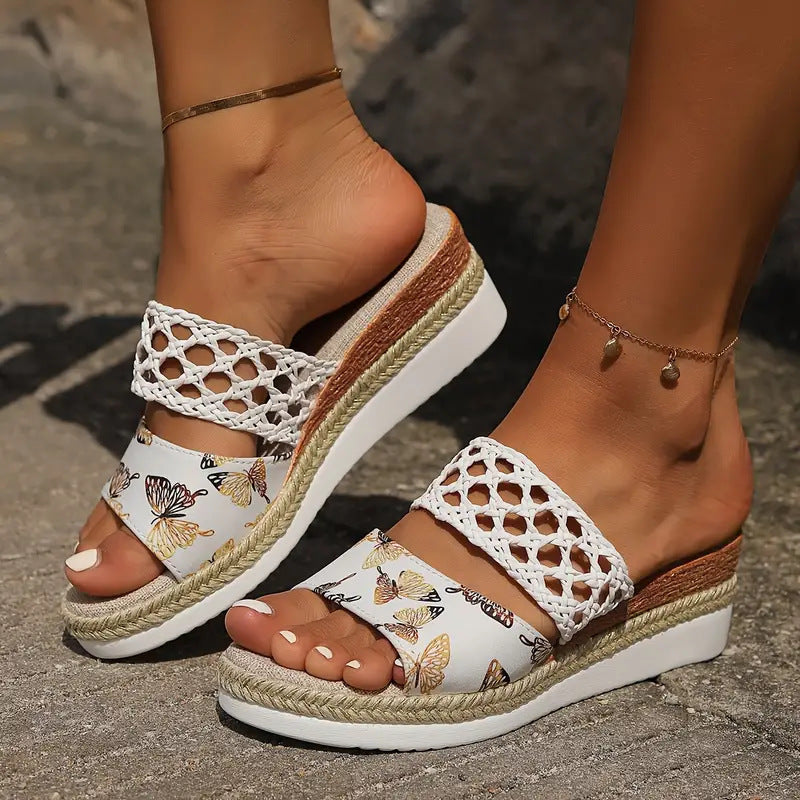 New Plus Size Rope Bottom Platform Peep Toe Sandals