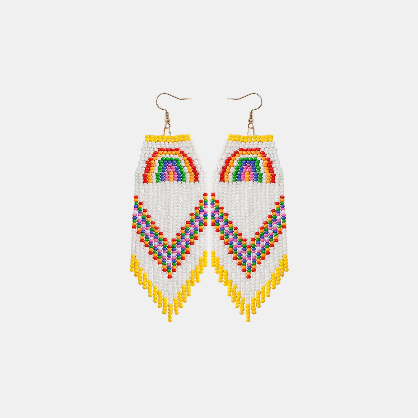 Rainbow Rice Bead Dangle Earrings