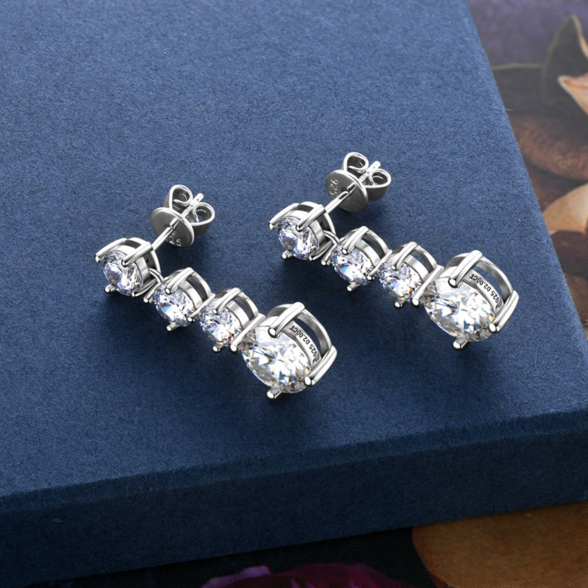 Boucles d'oreilles en argent sterling 925 moissanite 4 carats