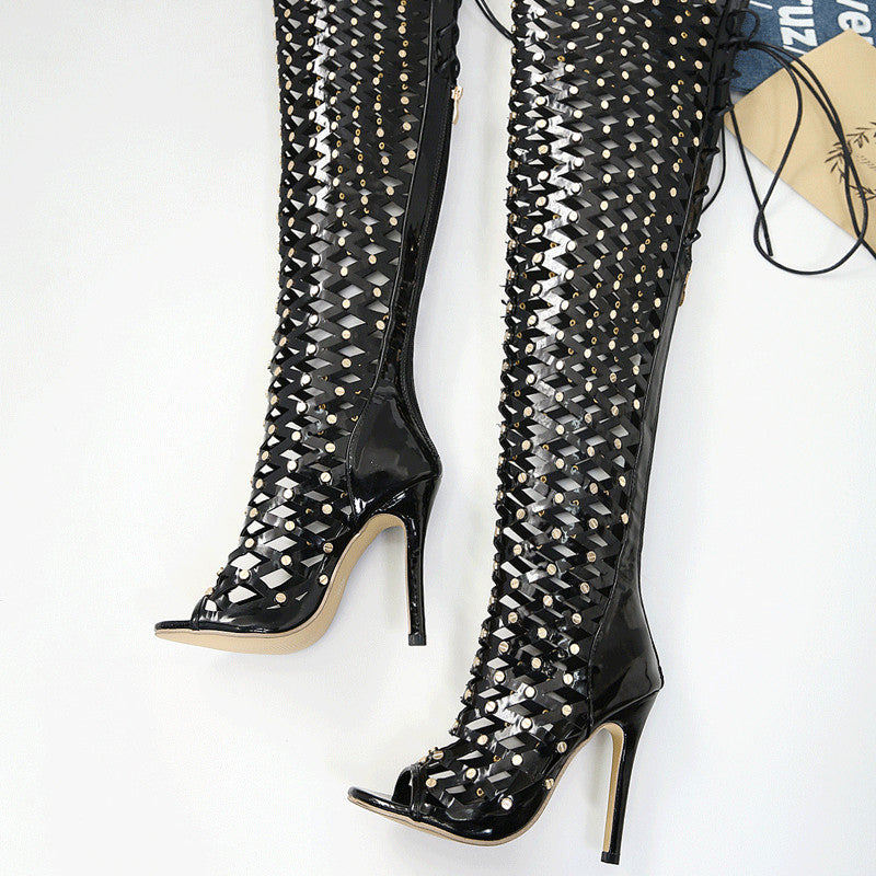 Women's Fashion Hollowed-out High Heel Sandal Boots