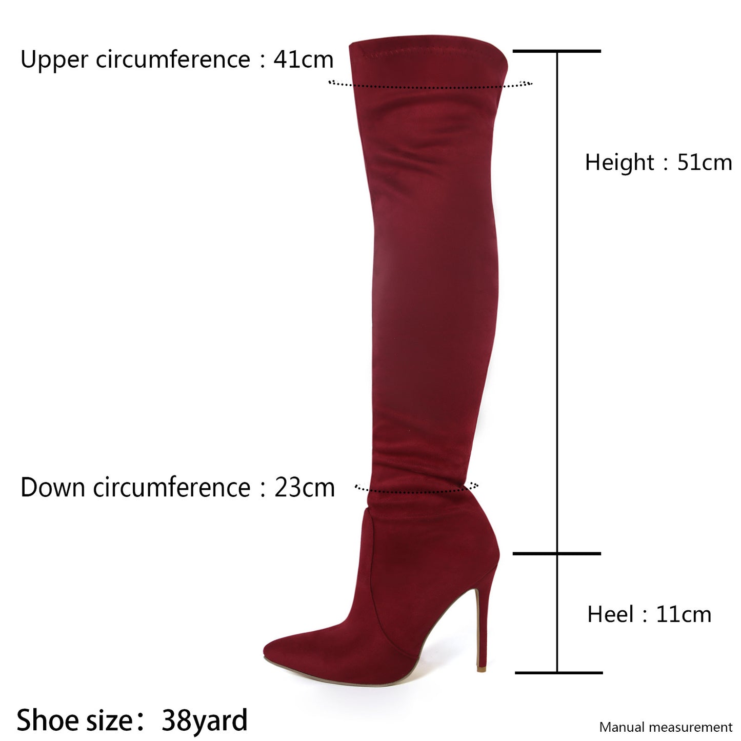 Long Boots Sheepskin Velvet Stretch Boots Horseshoe Heel Pointed Toe High Heel Boots