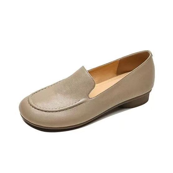 Mocasines de estilo retro con punta redonda y suela plana, sin cordones, estilo británico, con suela blanda, para mujer