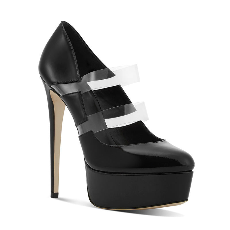 Chaussures pour femmes Plate-forme de couture en PVC Talons hauts