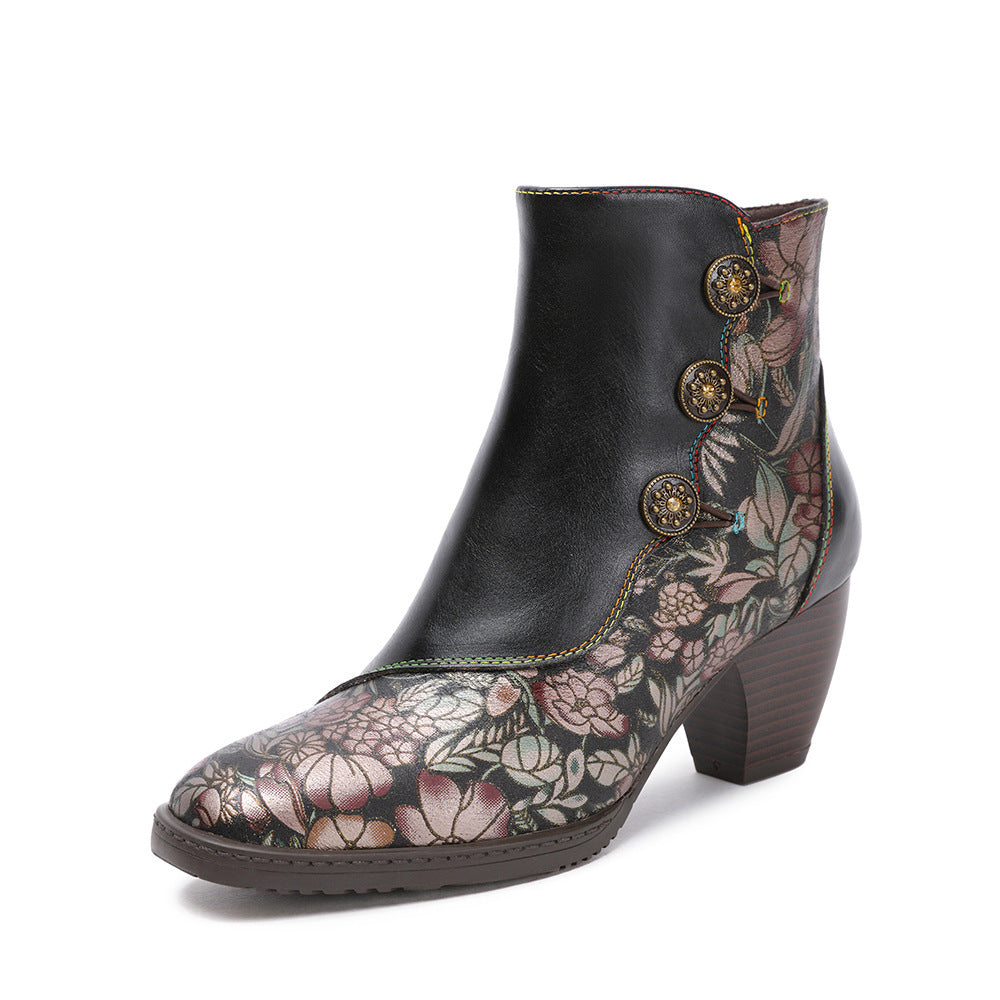 Zapatos de moda para mujer europeos y americanos con flores retro para mujer