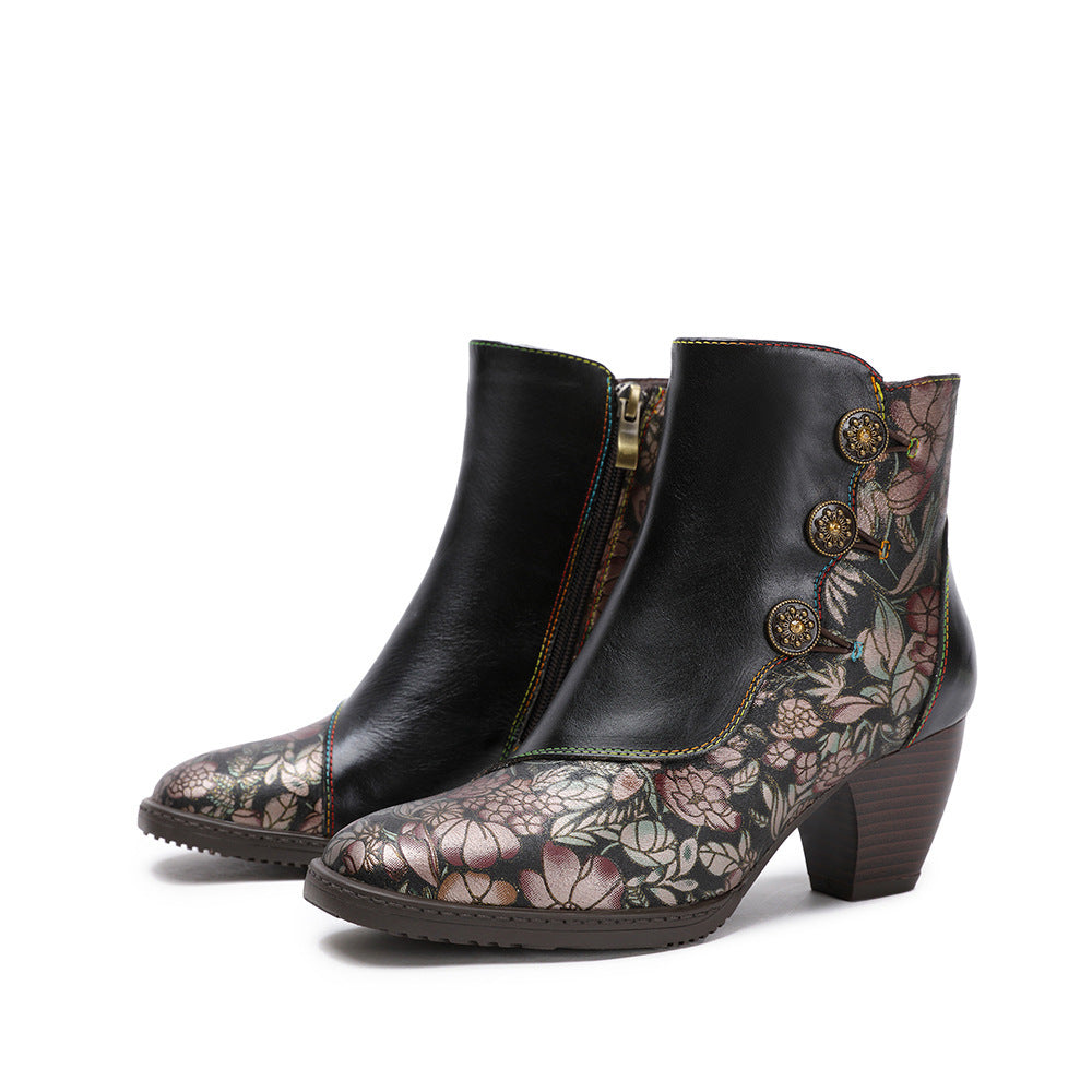 Zapatos de moda para mujer europeos y americanos con flores retro para mujer