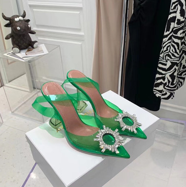 Sandalias de punta estrecha con lazo transparente de PVC para mujer