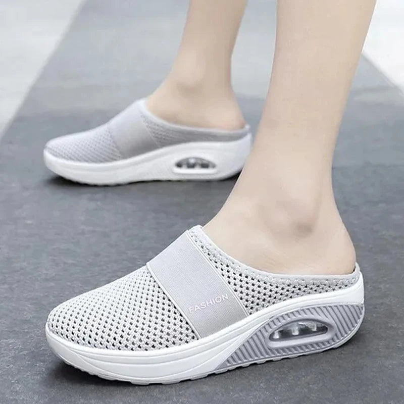 Zapatillas Vintage antideslizantes e informales para mujer, zapatillas transpirables para diabéticos, sandalias de verano, zapatos Retro informales con plataforma para mujer