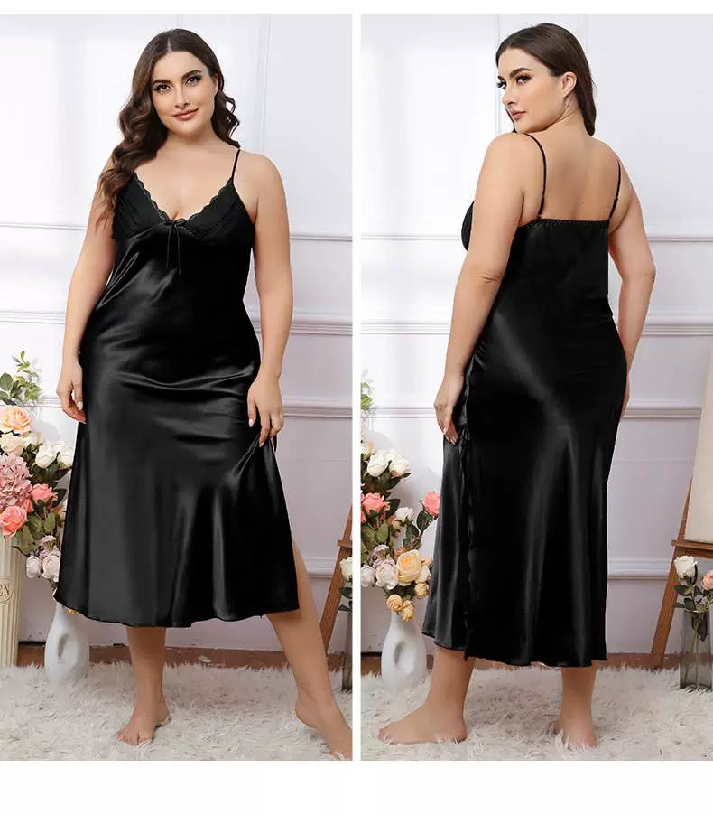 Pyjama à bretelles grande taille pour filles, chemise de nuit pour femmes grosses, été