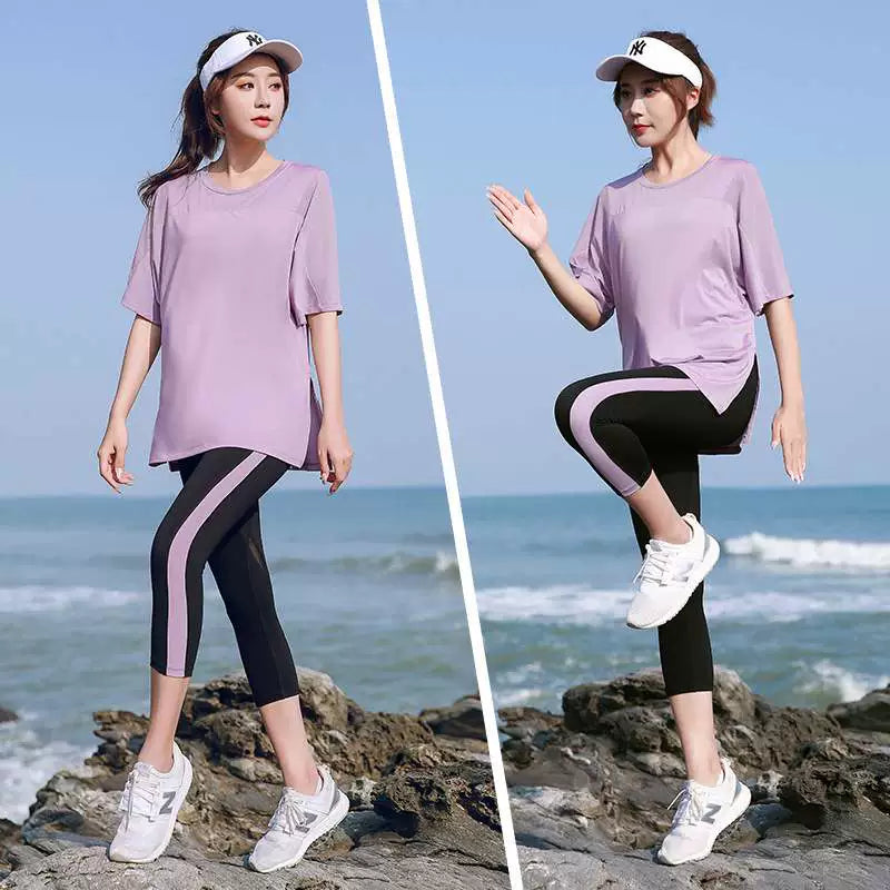 New Arrival plus Size Yoga Wear Women's Summer Loose Gym Sports Suit Fat mm 100.00kg Running Quick-Drying Outfit Suit