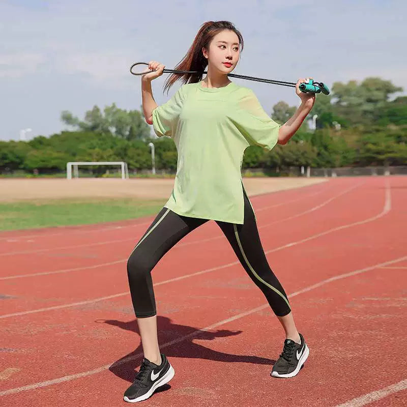 Vêtements de Yoga grande taille pour femmes, combinaison d'été ample et potelée pour filles, tenue de sport, de gymnastique, de course matinale, à séchage rapide, 100.00kg