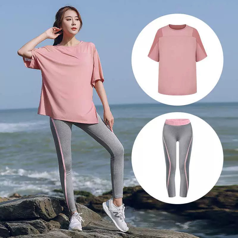 Yoga Clothes for Women Plus Size Loose Gym Quick Drying Clothes Fat mm 100.00kg Morning Running Sports Suit Summer Running Suit