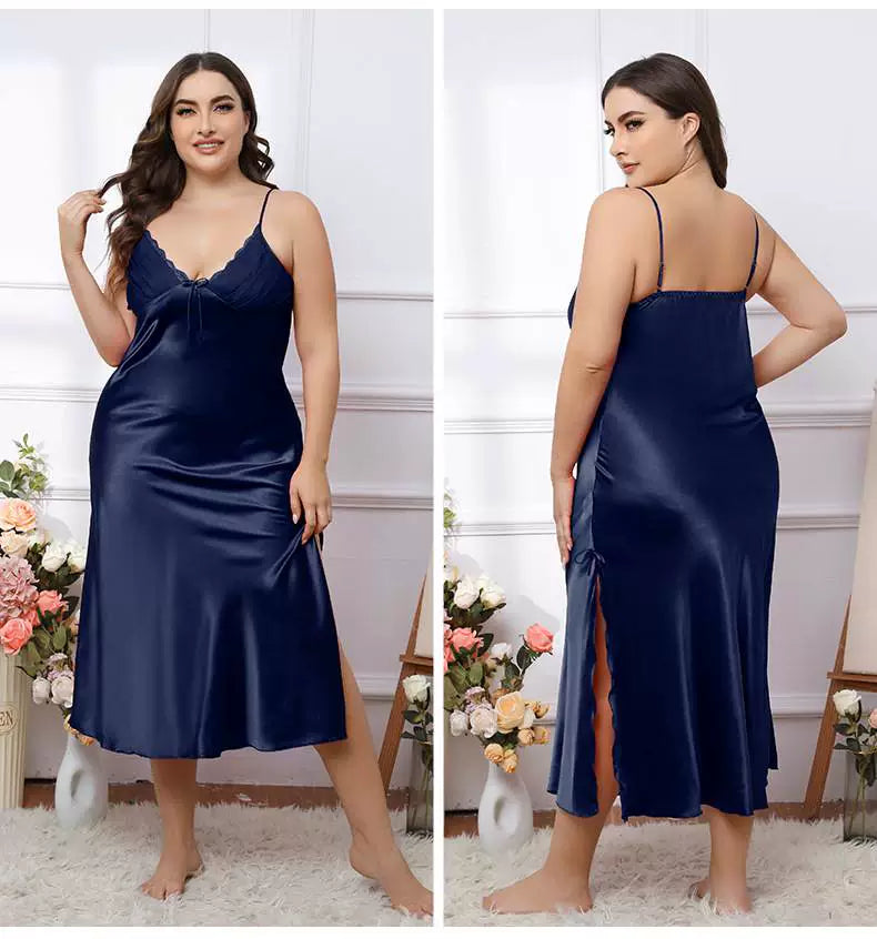 Pyjama à bretelles grande taille pour filles, chemise de nuit pour femmes grosses, été