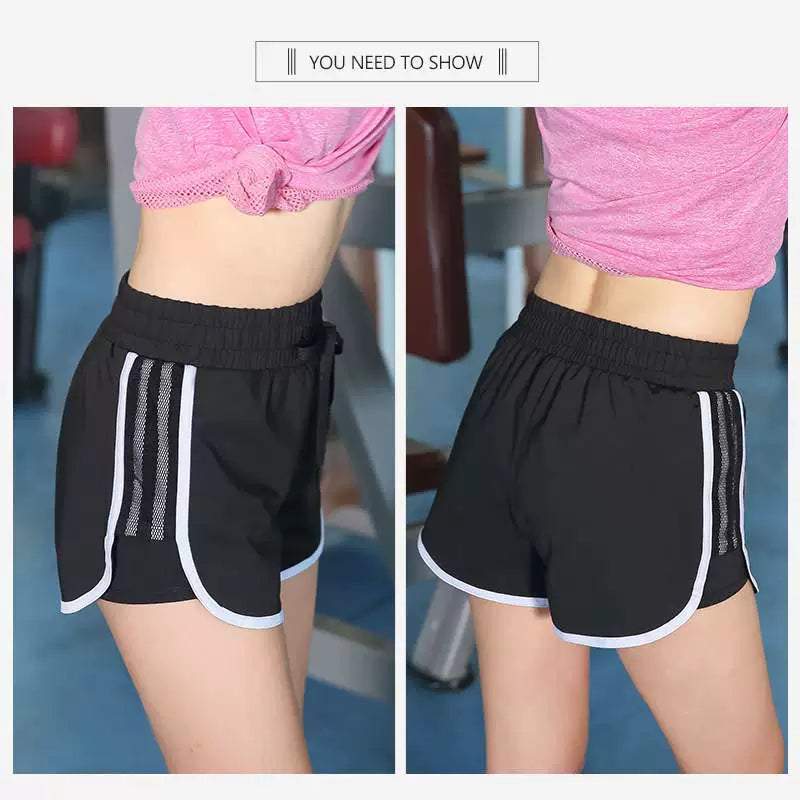 Pantalones cortos deportivos de secado rápido con cinta de moda de talla grande, ropa de mujer, pantalones holgados de verano de grasa mm 100,00 kg, pantalones para correr por la mañana en gimnasio