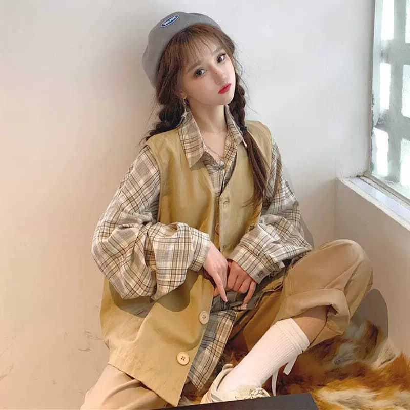 150.00kg Plus Size Ladies Loose-Fitting Waistcoat Ins Fashion Suit