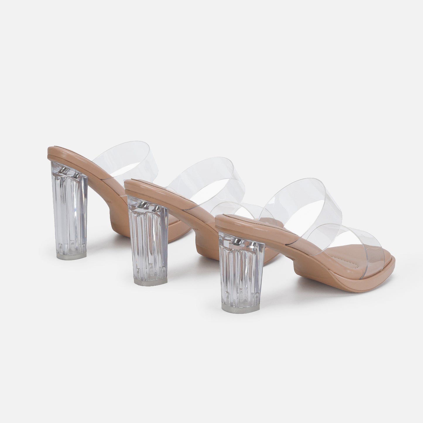 Sandalias de tacón alto con correa en el tobillo para mujer, zapatos de tacón grueso de cristal transparente para uso exterior