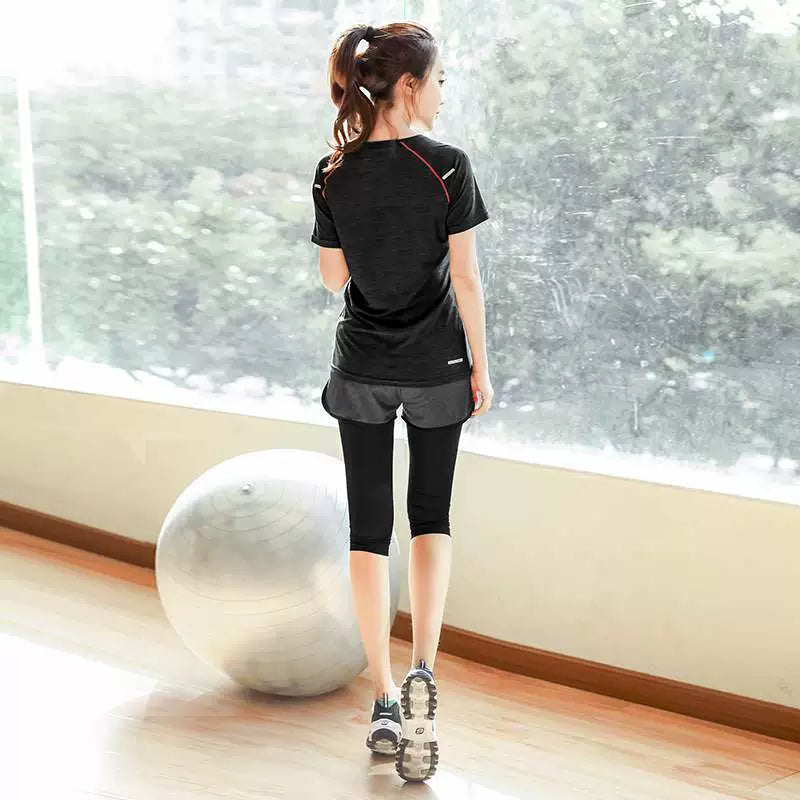 New Arrival Plus Size Sports Suit 100.00kg Spring/Summer Wear Running Fitness Clothes Short Sleeve Quick-Drying Two-Piece Suit Tide