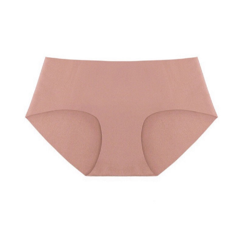 Korean Seamless Underwear Women Mid Length Low Waist Hip Wrapped Simple Nude Feel Comfortable Women Briefs Panties