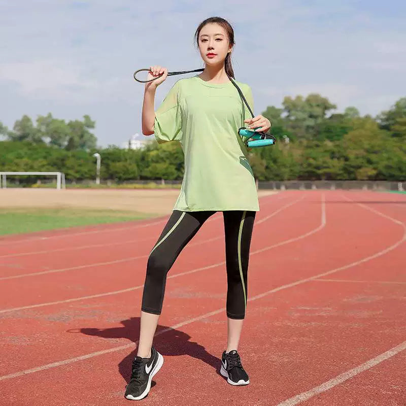 Vêtements de Yoga grande taille pour femmes, combinaison d'été ample et potelée pour filles, tenue de sport, de gymnastique, de course matinale, à séchage rapide, 100.00kg