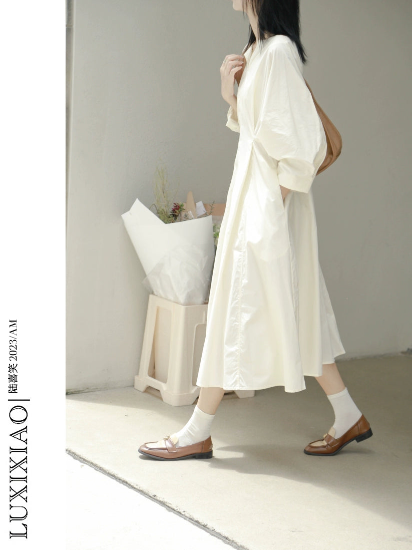 Luxixiao Loose V-neck 3/4 Sleeves Dress