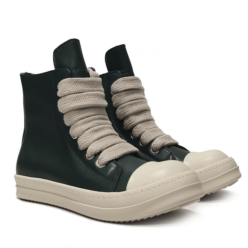 Zapatos de cuero de alta calidad, zapatillas deportivas para hombre, botas cortas de cuero informales para mujer, zapatos de talla grande para parejas