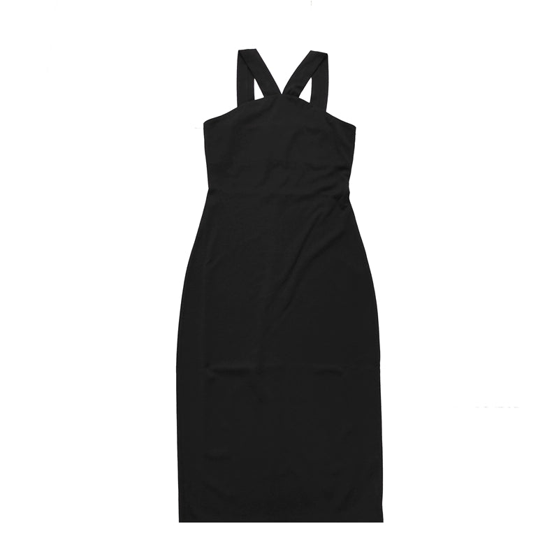 V-neck Slit Slim-Fitting Sheath Sleeveless Slip Dress