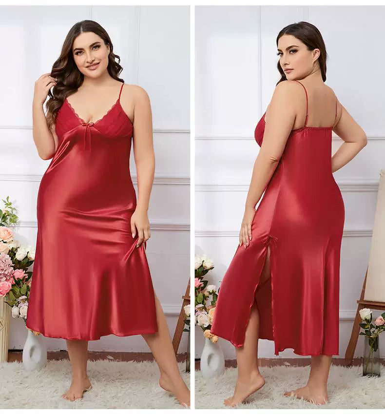 Pyjama à bretelles grande taille pour filles, chemise de nuit pour femmes grosses, été